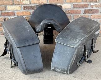 FullSizeRender Harley, leather seat and saddlebags
