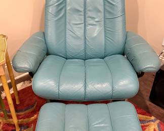Ekornes Stressless leather swivel recliner and ottoman