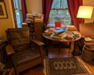 books, swinging chair