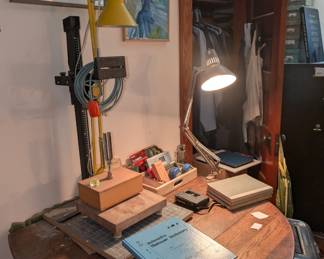 desk, office supplies