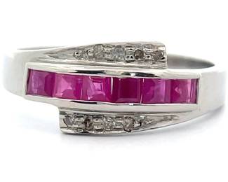 Natural Ruby & Natural Diamond Crossover Ring