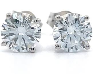 1.50 Carat Diamond Round Solitaire Stud Earrings in 14k White Gold