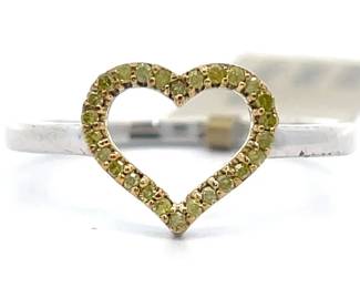 0.12 Carat Fancy Yellow Diamond Open Heart Halo Ring