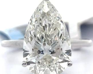 5.60 Carat Diamond Pear-Shaped Solitaire Ring in 14k White Gold