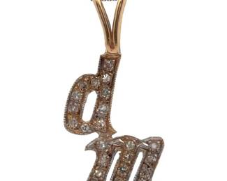 Crystallized INITIAL "DM" Scrolling Font Pendant Necklace