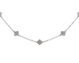1 Carat Diamond Flower Cluster Station Adjustable Necklace