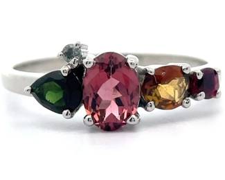 Natural Gemstone & Diamond Cluster Ring