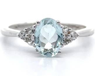 NEW! 0.80 Carat Natural Aquamarine Cluster Ring