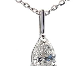 Classic 0.50 Carat Diamond Pear Solitaire Drop Pendant Necklace