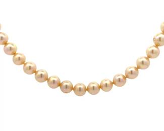 Cultured Yellow Cream Pearl Single Strand Necklace