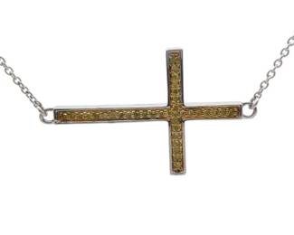 Natural Fancy Yellow Diamond Sideways Cross Layering Necklace
