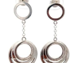 Concentric Halo Circle Drop Chain Earrings
