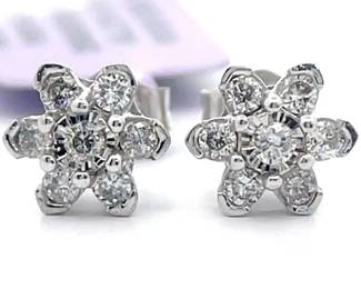 NEW! Kohl's 0.25 Carat Diamond Flower Cluster Stud Earrings in White Gold