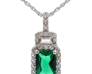 NEW! Emerald Halo Geometric Pendant Necklace