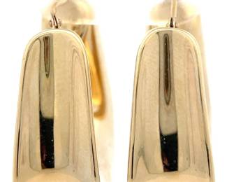 Modern Brightly Polished Geometric Hoop Earrings in 14k Yellow Gold