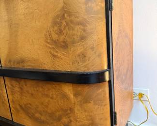 Elm wood burl detail with black lacquer
