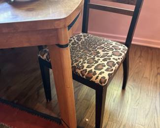 Donald Deskey style dining set- table, chest sideboard, and six chairs.