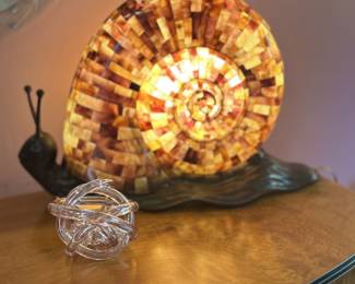 Maitland Smith snail lamp. Murano art glass