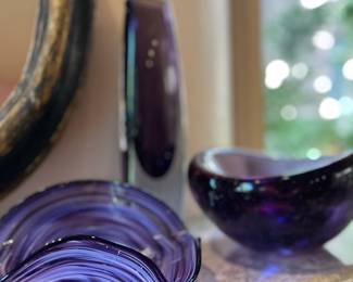 Murano glass Sommerso bowl and Gunnar Nyland vase