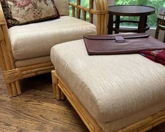 Polo Ralph Lauren chair and ottoman. Bottega Vendetta folio.