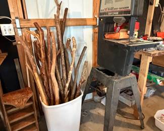 carved walking sticks, band saw