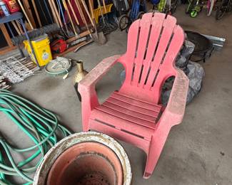 chair and pots