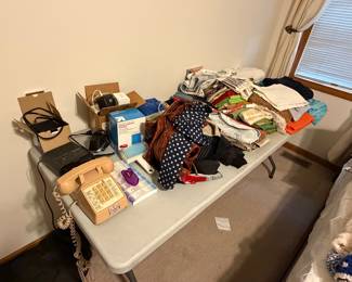 some stuff and more stuff, linens and a phone!