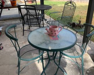 Wrought Iron and Mesh Seats Bistro Set