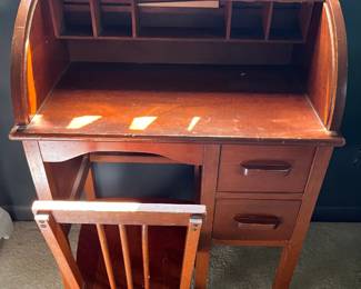 Child's Rolltop Desk with Chair