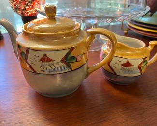 Lustreware Teapot with Creamer