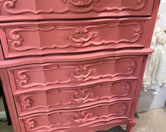 French Provincial Chest of Drawers, Pink