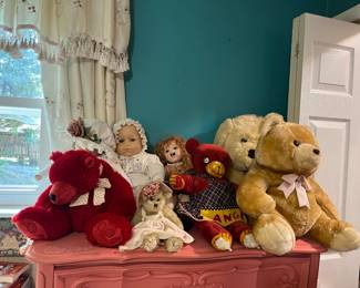 Vintage Dolls and Stuffed Bear Assortment
