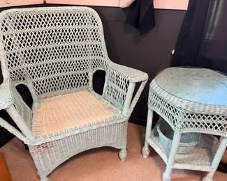 Wicker Chair/Side Table