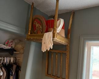 Antique chairs, hatboxes, vintage clothing
