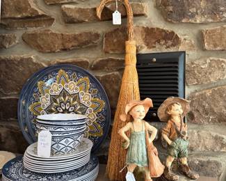Vintage brooms and decor 
