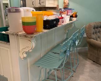 vintage bar stools, plasticware, tupperware