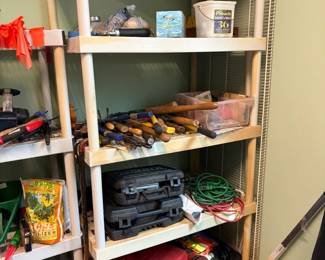 plastic shelves, hand tools, power tools, golf balls