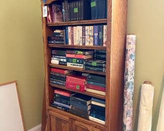 fabric, white board, more books and bookshelves, bibles