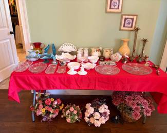 glassware, florals, Fenton
