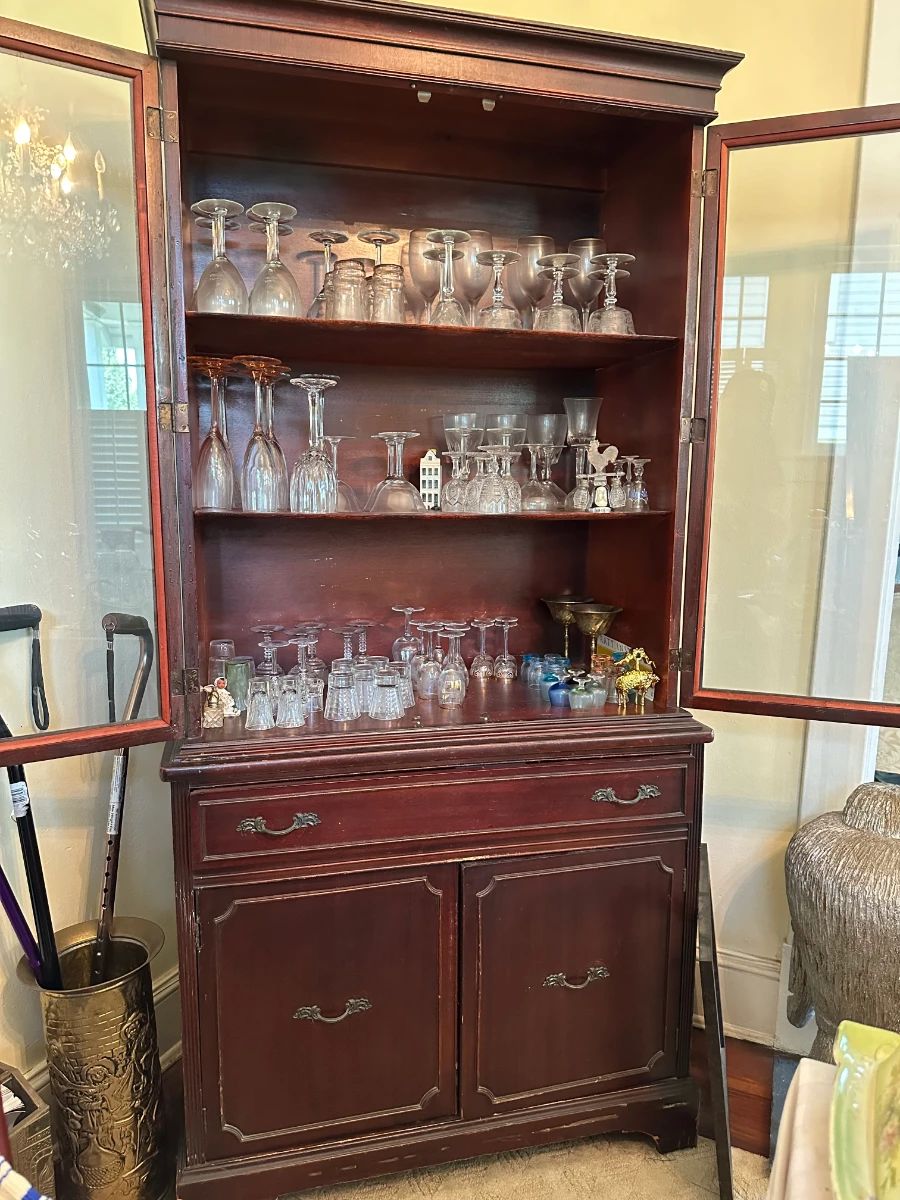 Mahogany China Hutch with Glass Doors - Solid wood, elegant display cabinet (FURNITURE - PRICED SEPARATELY, not included in $5 and below)