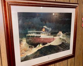 Numbered print of the Edmund Fitzgerald "Every Man Knew"...signed by artist David Conklin, AND by Gordon Lightfoot
