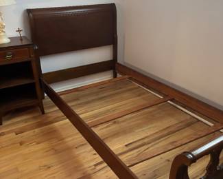 Antique mahogany twin bed and matching nightstand