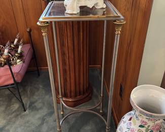 Vintage mahogany and Marble pillar and storage pillar