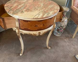 French pink marble marble top accent table