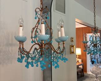 Antique Italian turquoise blue Murano glass drops