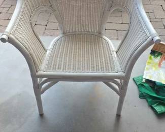 112  White Wicker Wingback Armchair