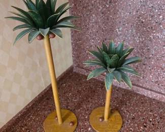 80  Pair of Metal Palm Tree Candle Holders