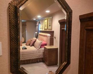 90  Octagonal Textured Bronze Wall Mirror