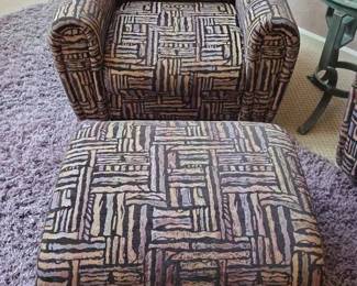69  Patterned Armchair and Matching Ottoman