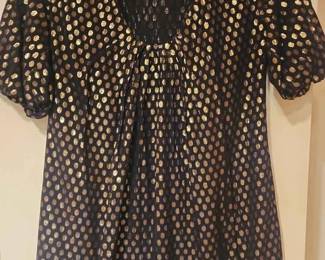136  French Connection Silk Blend Polka Dot Blouse